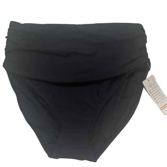 Laphee Rose Other - Ruched High Cut Bikini Bottom Black NWT Size S